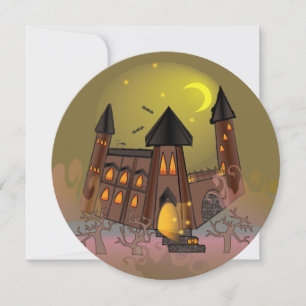 Cartão De Festividades Casa das bruxas do Dia das Bruxas e castelo dos va
