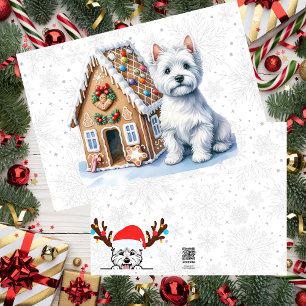 Cartão De Festividades Casa de Biscoito de Gengibre Westie Personalizada
