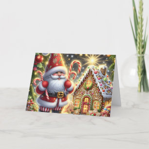 Cartão De Festividades Casa de Biscoito de Natal do Papai Noel