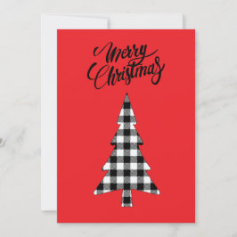 Cartão De Festividades Casa de Campo Vintage Preto e Branco Xadrez Búfalo