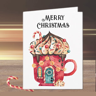 Cartão De Festividades Casa de Doces Mágicos de Natal Personalizada