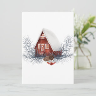 Cartão De Festividades Casa de Inverno Festiva