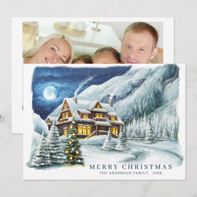 Cartão De Festividades Casa de Natal da Casa Festiva (Frente/Verso)