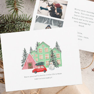 Cartão De Festividades casa de Natal de inverno aquarela foto de férias