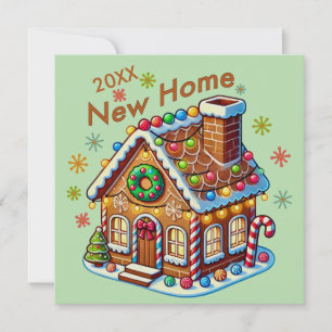 Cartão De Festividades Casa de Natal em forma de Casa de Pão de Mel