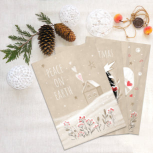 Cartão De Festividades Casa de Natal russa em neve