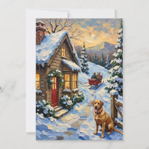 Cartão De Festividades Casa de Natal Vintage do Labrador Retriever