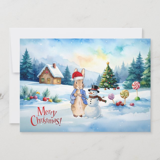 Cartão De Festividades Casa de pão de gengibre do Peter Rabbit (Frente)