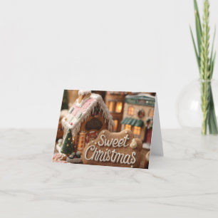 Cartão De Festividades Casa de Pão de Mel Aconchegante e "Doce Natal"