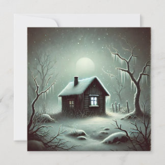 Cartão De Festividades Casa Escura Estranha Snowy Winter Night Card