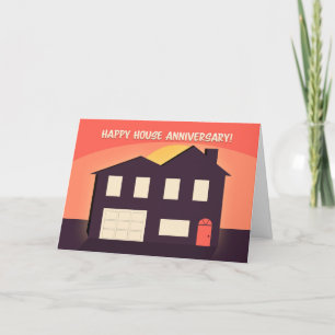 Cartão De Festividades Casa Feliz Annivrsary Silhouette House aos domingo