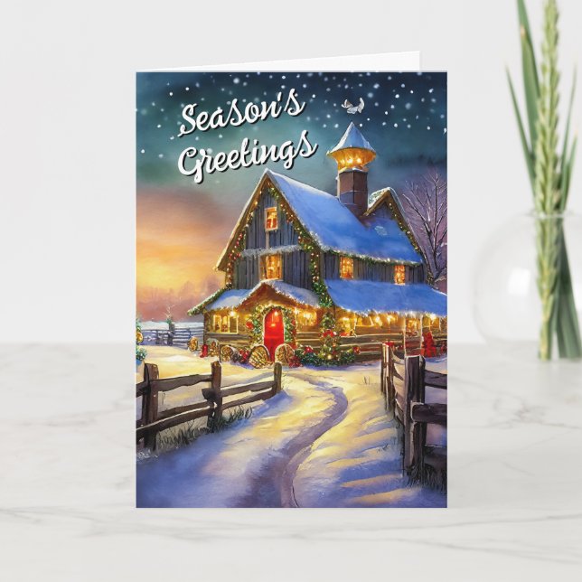 Cartão De Festividades Casa no Velho Ranch para o Natal (Frente)