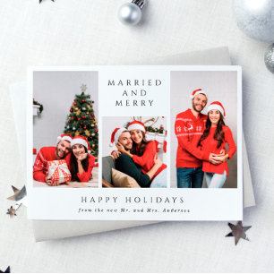 Cartão De Festividades Casado e Feliz 3-Foto Primeiro Natal