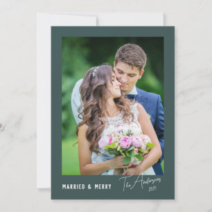 Cartão De Festividades Casado e Feliz mínimos modernos recém-casados