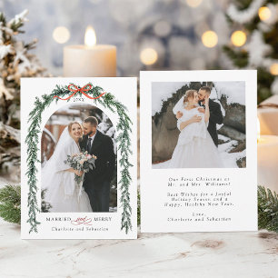 Cartão De Festividades Casados & Alegres Sempre Grinalda de Noivos 2 Foto