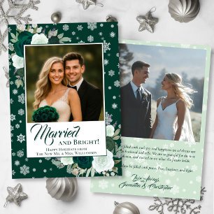 Cartão De Festividades Casados & Brilhantes Rosas Esmeralda Recém-casados