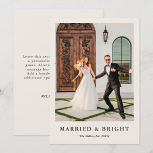 Cartão De Festividades Casados Chic e Brilhantes Foto de Casamento Natal