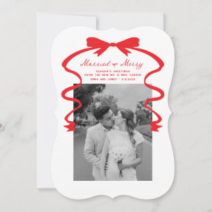 Cartão De Festividades Casados e Alegres Foto de Natal Recém-Casados com 