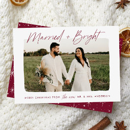 Cartão De Festividades Casados e Brilhantes Foto com Letra Cranberry