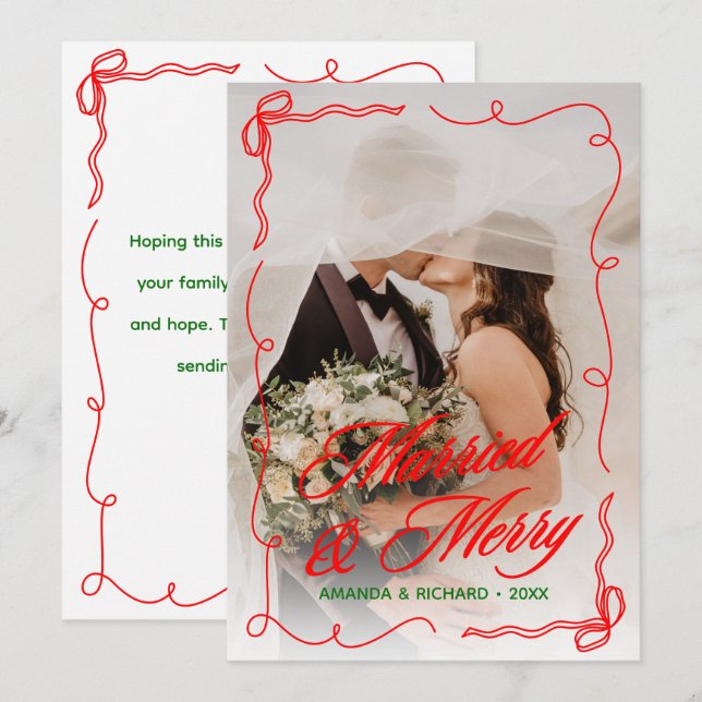 Cartão De Festividades Casados e Feliz Natal Desenhado à Mão de Forma Cap (Frente/Verso)