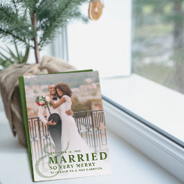 Cartão De Festividades Casados e Muito Alegres Foto de Casamento Recém-Ca