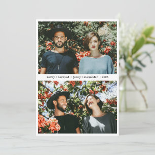 Cartão De Festividades Casados Felizes Recém-casados Duas Fotos Minimalis
