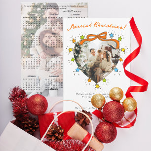 Cartão De Festividades Casados Luzes de Estrela Foto Caprichosa de Natal