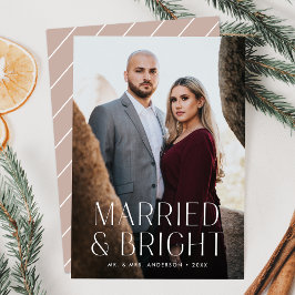 Cartão De Festividades Casados Minimalistas e Foto Rose em Pó Brilhante