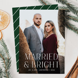 Cartão De Festividades Casados Minimalistas e Foto Verde Brilhante