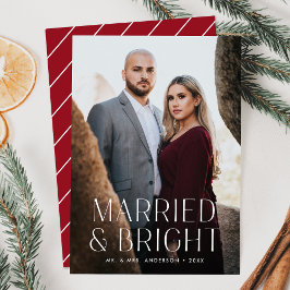 Cartão De Festividades Casados Minimalistas e Foto Vermelha Brilhante