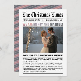 Cartão De Festividades Casados Recém-Casados Foto de Estilo de Jornal de