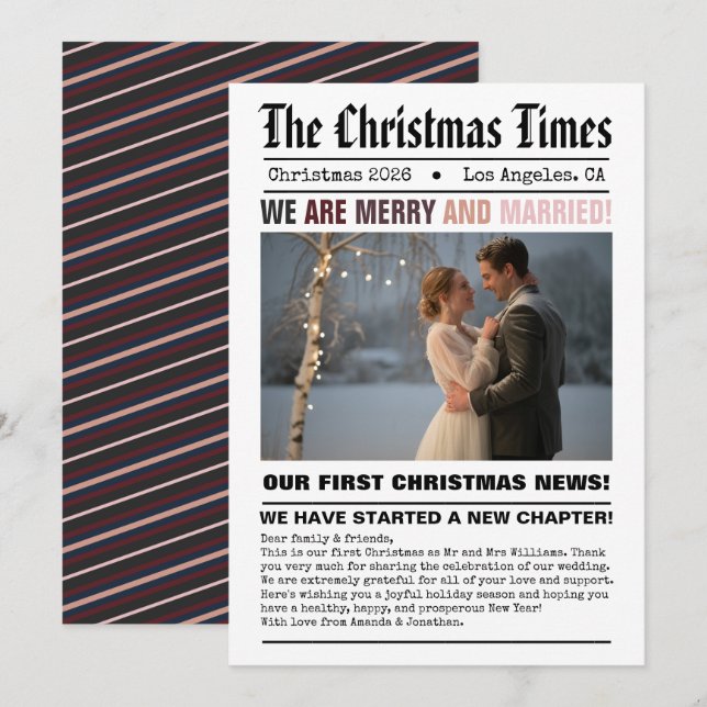 Cartão De Festividades Casados Recém-Formados Nosso Primeiro Natal Foto e (Frente/Verso)