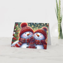 Cartão De Festividades Casais de Boneco de Neve Natal