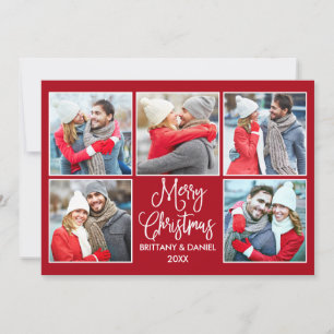 Cartão De Festividades Casal 5 Fotografia Natal Vermelho