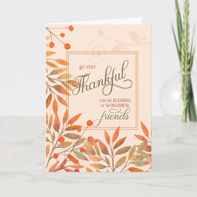 Cartão De Festividades Casal Amigos Colheita de Outono Deixa Ação de Graç (Frente)