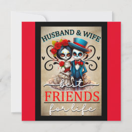 Cartão De Festividades Casal Bonito de Crânio de Açúcar 