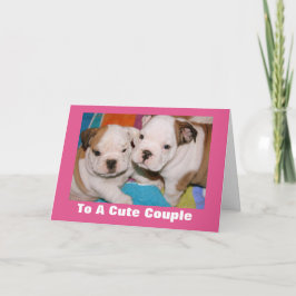 Cartão De Festividades Casal Cachorro Inglês Bulldog Namorados