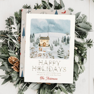 Cartão De Festividades Casal Cachorro Snowy Hill - Natal