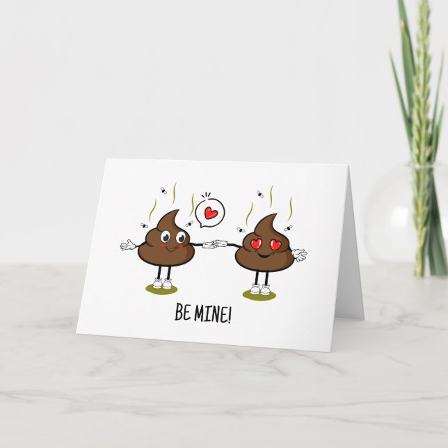 Cartão De Festividades Casal de Amor Emoji de Poop Personalizado (Frente)
