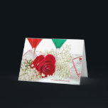Cartão De Festividades casal de aniversário de casamento de Natal<br><div class="desc">Rosa vermelha com coquetéis vermelhos e verdes para o aniversário de casamento do casal.</div>