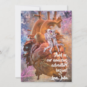 Cartão De Festividades Casal de Astronautas Espaciais de Ficção Científic