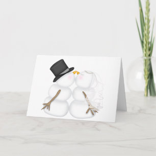 Cartão De Festividades Casal de Boneco de Neve Adorável Beijando