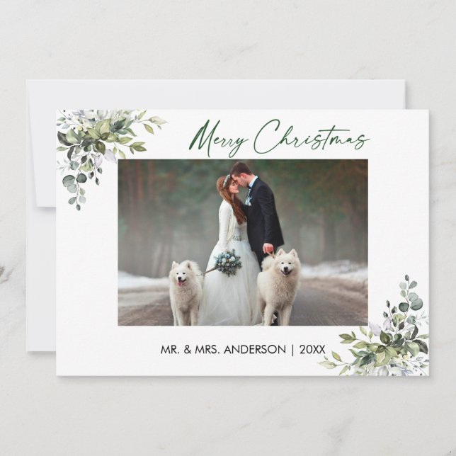 Cartão De Festividades Casal de Caligrafia com Script de Tinta Natal (Frente)