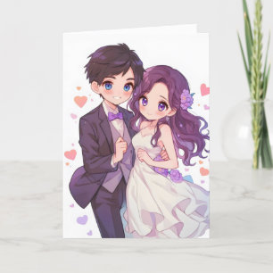 Cartão De Festividades Casal de Casamento de Garota Anime