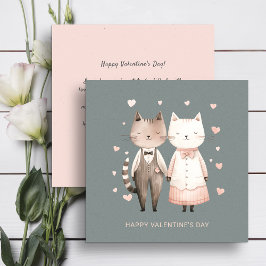 Cartão De Festividades Casal de Dia de os namorados de gatos giros