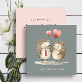 Cartão De Festividades Casal de Dia de os namorados de ouriços fofos