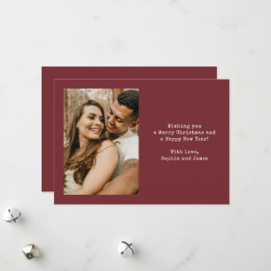 Cartão De Festividades Casal de Fotografia Simples Tipografia Natal Verme