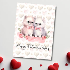 Cartão De Festividades Casal de Gatos Fofo Feliz Dia dos Namorados