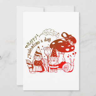 Cartão De Festividades Casal de Gnomos Cottagecore Feliz Dia dos Namorado
