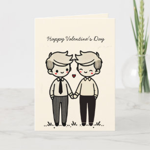 Cartão De Festividades Casal de Meninos Fofos Feliz Dia dos Namorados